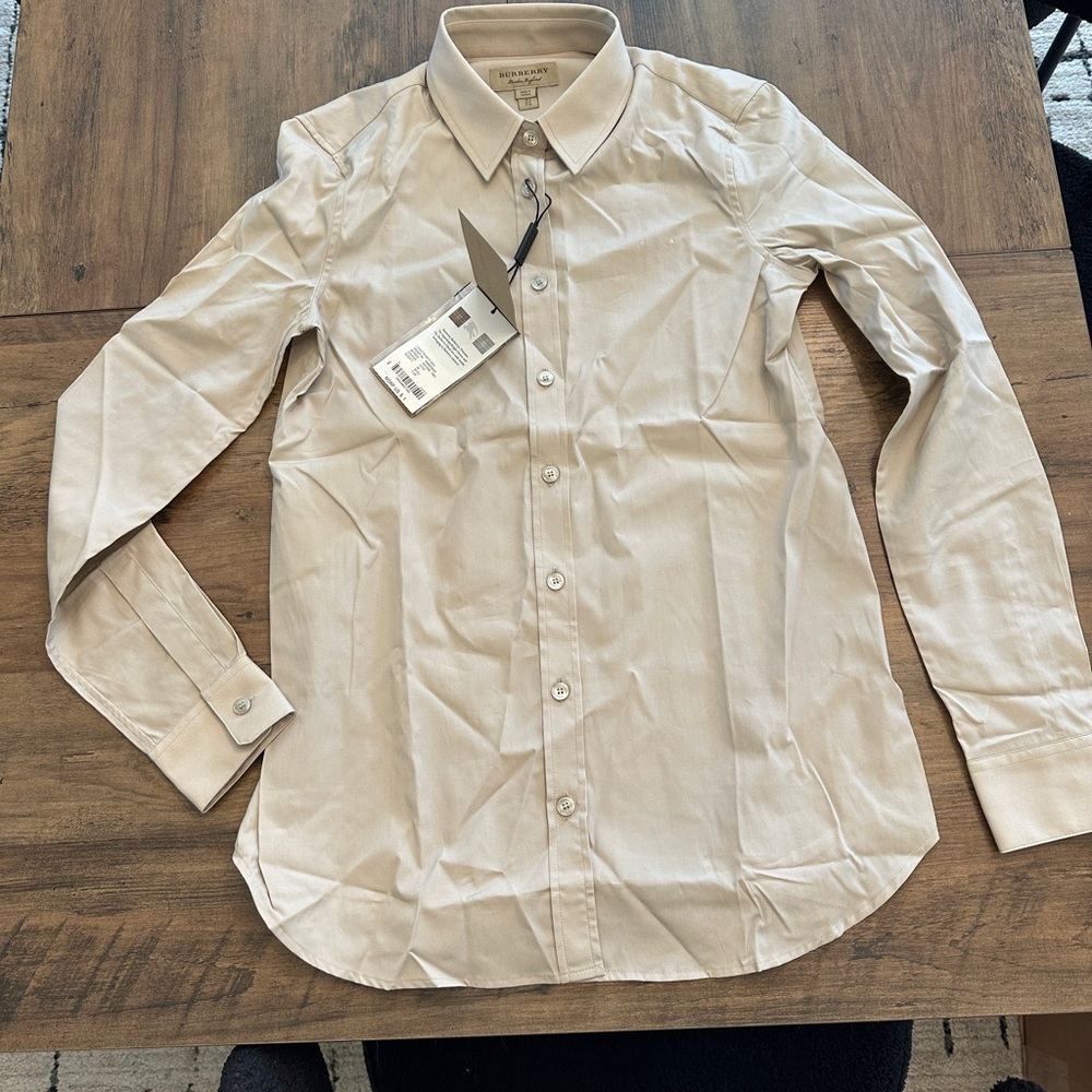 NWT Burberry Light Tan Dress Shirt